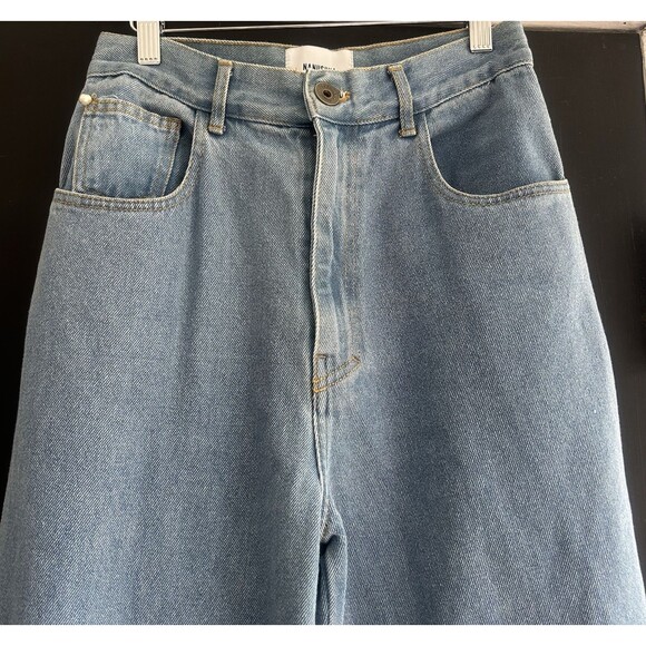 Nanushka 100% Cotton High Waist Straight Leg Wide Blue Jeans Size 27 - Picture 2 of 7